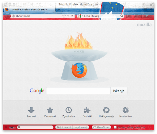 Firefox s slovensko zastavo