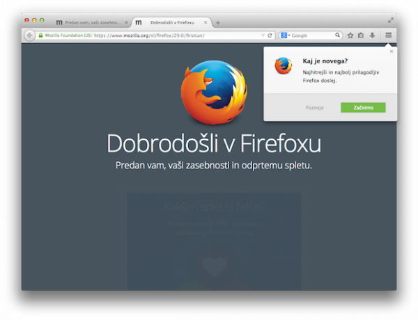 Dobrodošli v Firefoxu